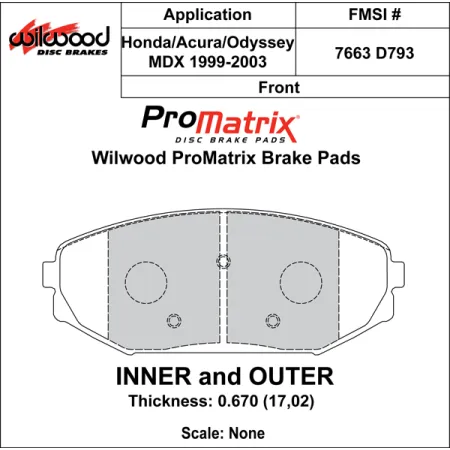 Klocki hamulcowe Wilwood 150-D0793K PM ProMatrix D793 Street Performance Racing Pads .67