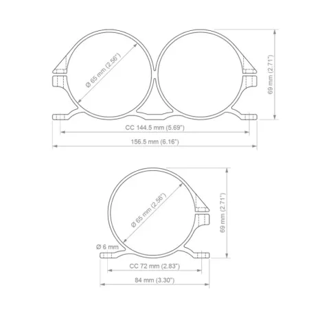 Nuke Performance Dual Universal Bracket 65mm with Bosch 044 inserts