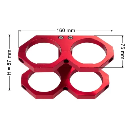 JRspec Podwójne mocowanie pompy paliwa 60mm typ 2 czerwony