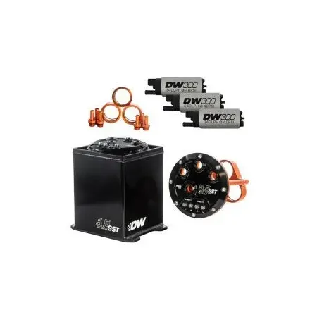 DeatschWerks 5.5L Surge Tank with 3 DW300 Fuel Pumps