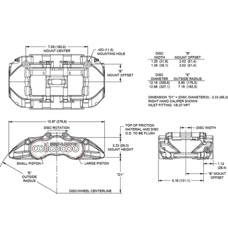 Zacisk hamulcowy 4 tłoczkowy Wilwood 120-16528 GN4R prawy