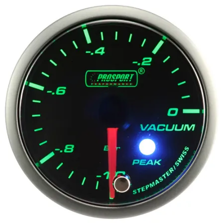 Wskaźnik Prosport Podciśnienie seria Stepper Motor Peak 52mm zielony