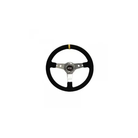 GT2I Race Suede Steering Wheel Dished 75 (Suede + Silver Spoke)