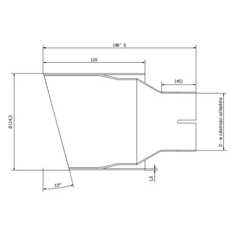 Uniwersalna końcówka tłumika okrągła 115mm długość 120mm średnica montażowa 70mm
