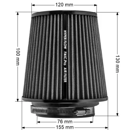 Stożkowy filtr powietrza FMIC.Pro dł. 100mm średnica montażowa 76mm