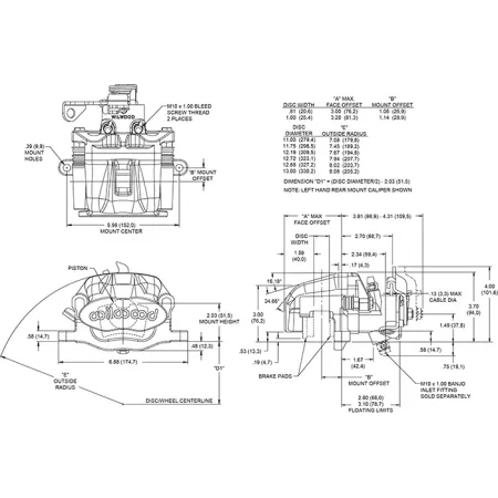 Zacisk hamulcowy 1 tłoczkowy Wilwood 120-10113-13 Combination Parking Brake prawy czarny