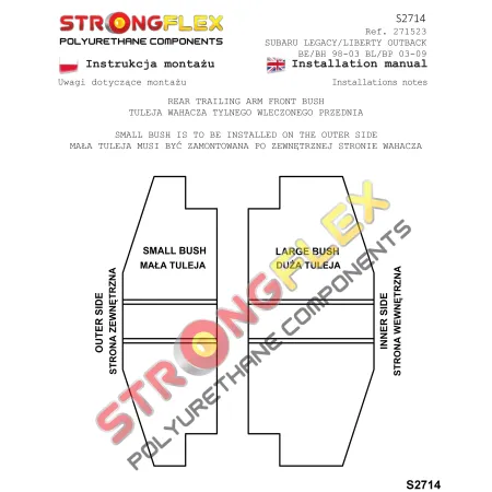 271523A: Tuleja wahacza tylnego wleczonego przednia SPORT Subaru Baja