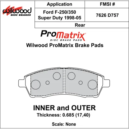 Klocki hamulcowe Wilwood 150-D0757K PM ProMatrix D727 Street Performance Racing Pads .685