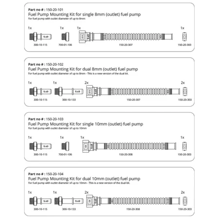 Nuke Performance SAE ID10 Fuel pump mounting kit for Dual fuel pumps
