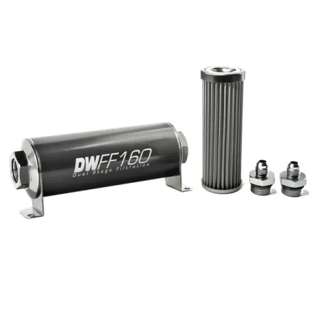 DeatschWerks In-Line Fuel Filter Kit -6AN 40 Micron 160mm
