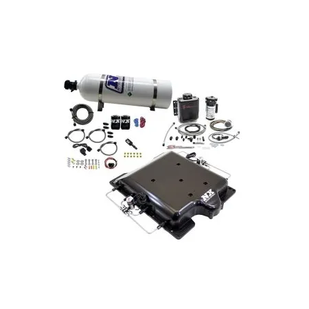 Billet Supercharger Lid with Integrated Nitrous and Water/Methanol with 15Lb Bottle for Dodge Hellcat / Demon Nitrous Express NX 20972BMF-15