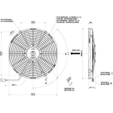 WENTYLATOR OSIOWY SPAL TŁOCZĄCY 12V VA13-AP9/C-35S (330 MM)