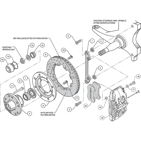 Wilwood 140-10738 Zestaw Hamulców Przednich Forged Dynapro 6 Hub 12.19 Wiercony czarny Cadillac Chevrolet GMC Pontiac