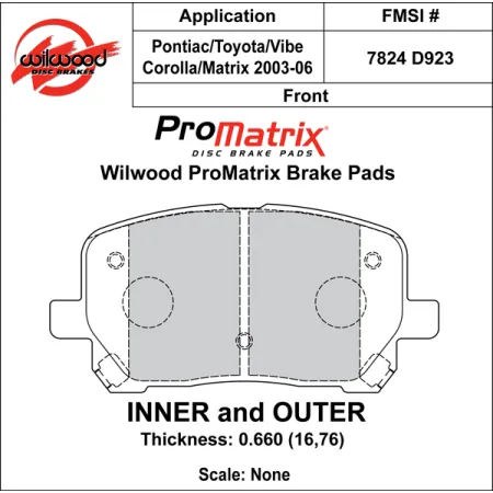 Klocki hamulcowe Wilwood 150-D0923K PM ProMatrix D923 Street Performance Racing Pads .66