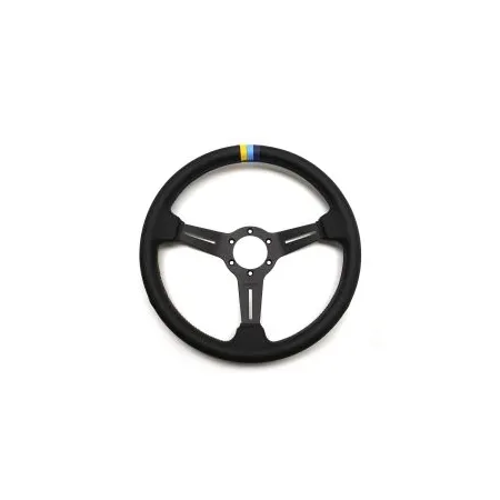 GReddy Sports "Medium Type" Steering Wheel (47 mm Dish), Black Leather, Black Spokes - 340 mm