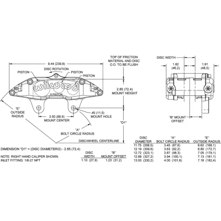 Zacisk hamulcowy 6 tłoczkowy Wilwood 120-13382 Billet Narrow Superlite prawy czerwony