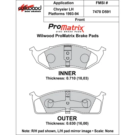 Klocki hamulcowe Wilwood 150-D0591K PM ProMatrix D591 Street Performance Racing Pads .71