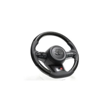 GReddy Black Carbon Steering Wheel with 3-Color Stitch for Toyota Yaris GR GXPA16