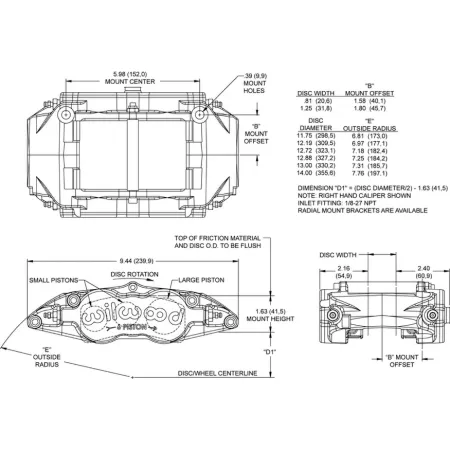 Zacisk hamulcowy 6 tłoczkowy Wilwood 120-13235 Forged Superlite prawy