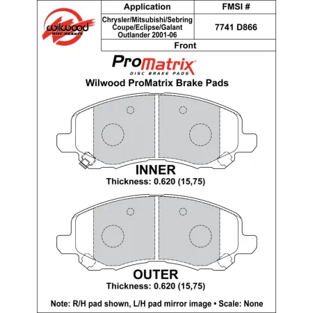 Klocki hamulcowe Wilwood 150-D0866K PM ProMatrix D866 Street Performance Racing Pads .62
