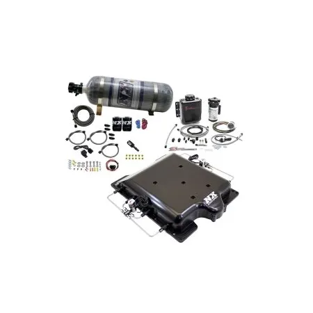 Billet Supercharger Lid with Integrated Nitrous and Water/Methanol with 12Lb Bottle for Dodge Hellcat / Demon Nitrous Express NX 20972BMF-12