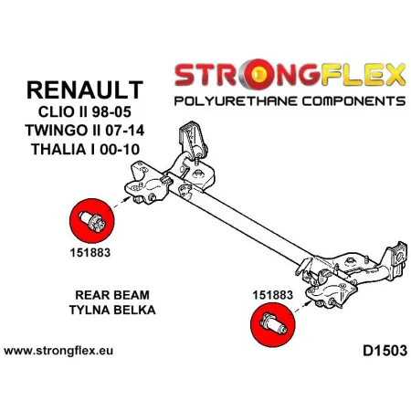 151883B: Tuleja belki tylnej Renault Clio 2