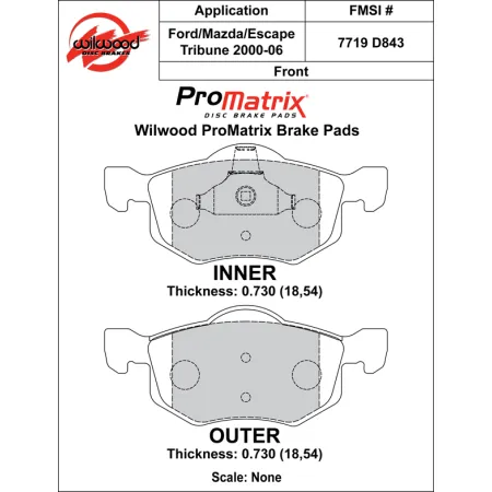 Klocki hamulcowe Wilwood 150-D0843K PM ProMatrix D843 Street Performance Racing Pads .73