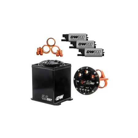 DeatschWerks 5.5L Surge Tank with 3 DW200 Fuel Pumps