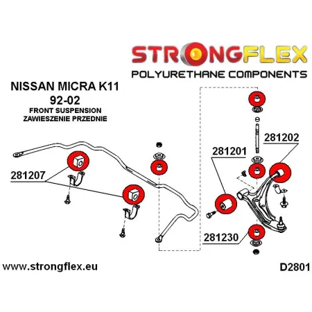 281207B: Tuleja stabilizatora przedniego Nissan 100NX