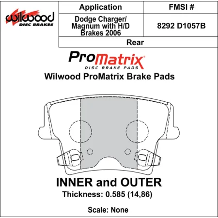 Klocki hamulcowe Wilwood 150-D1057BK PM ProMatrix D1057B Street Performance Racing Pads .585