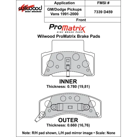 Klocki hamulcowe Wilwood 150-D0459K PM ProMatrix D459 Street Performance Racing Pads .78