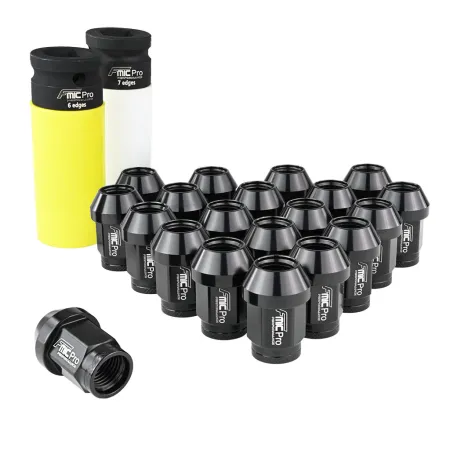 Kute nakrętki aluminiowe do kół  FMIC.Pro M14x1.5 Czarne 20szt. stożkowe przelotowe 7075-T6