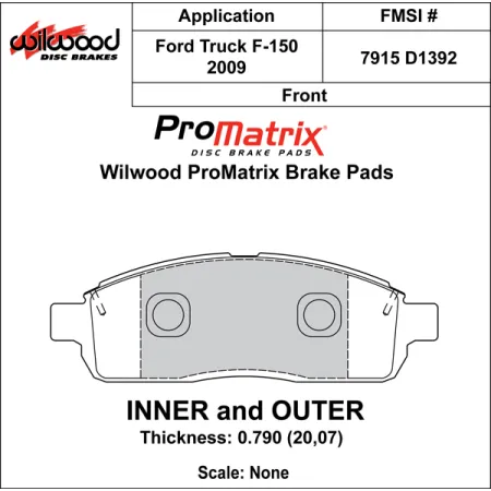 Klocki hamulcowe Wilwood 150-D1392K PM ProMatrix D1392 Street Performance Racing Pads .79