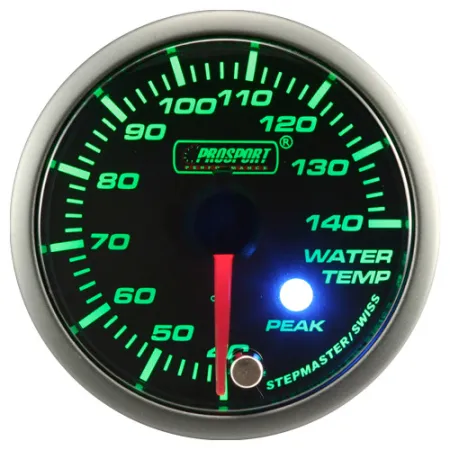 Wskaźnik Prosport temperatura wody seria Stepper Motor Peak 52mm zielony