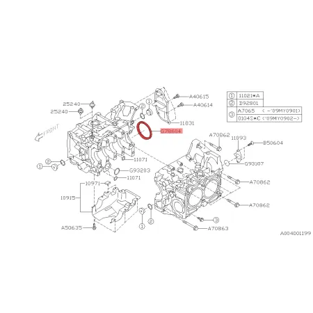 Uszczelniacz wału korbowego tył OEM 806786040 Subaru Impreza Forester EJ20 EJ205 EJ207 EJ255 EJ257