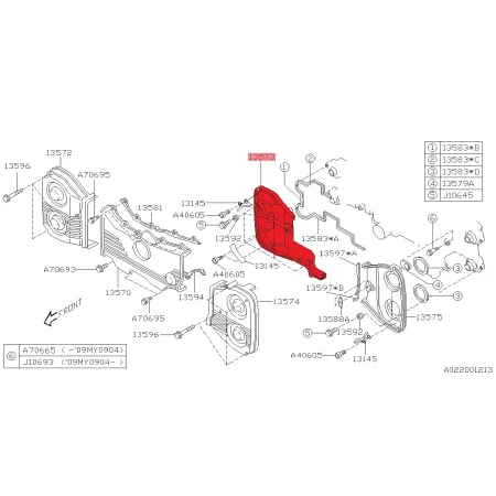 Prawa Tylna Pokrywa Paska Rozrządu 13573AA131 Subaru 1999+