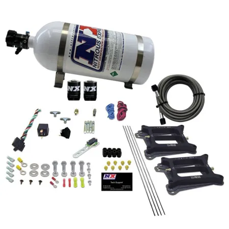 Dual 4150 Conventional Plate System Gasoline Stage 6 50-300Hp with 10Lb Bottle Nitrous Express NX 30240-10