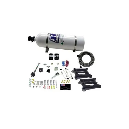 Dual 4150 Conventional Plate System Gasoline Stage 6 50-300Hp with 15Lb Bottle Nitrous Express NX 30240-15