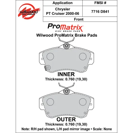 Klocki hamulcowe Wilwood 150-D0841K PM ProMatrix D841 Street Performance Racing Pads .76