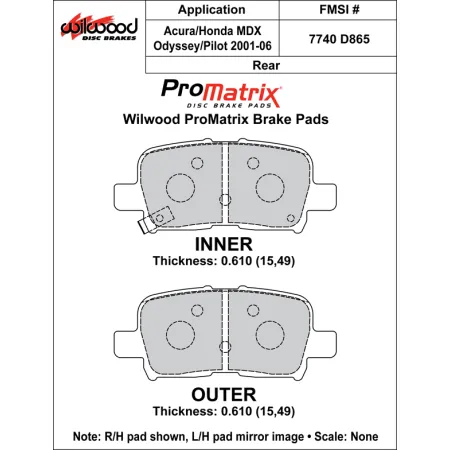 Klocki hamulcowe Wilwood 150-D0865K PM ProMatrix D865 Street Performance Racing Pads .61