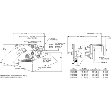Zacisk hamulcowy 1 tłoczkowy Wilwood 120-12069 MC4 Mechanical prawy srebrny