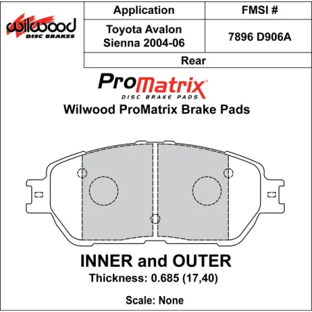 Klocki hamulcowe Wilwood 150-D0906AK PM ProMatrix D906A Street Performance Racing Pads .685