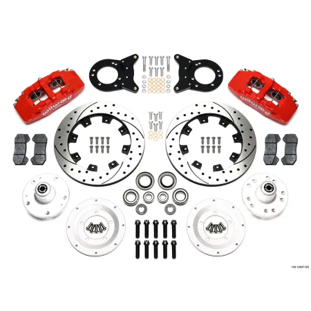 Wilwood 140-12947-DR Forged Dynapro 6 Przedni zestaw hamulcowy 12.19 wiercony czerwony Ford