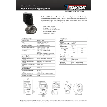 Zawór wastegate Turbosmart TS-0553-1502 Gen-V eWG45 Electronic Hyper-Gate45