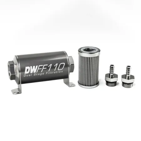 DeatchWerks In-Line Fuel Filter Kit 5/16IN 100 Micron 110mm