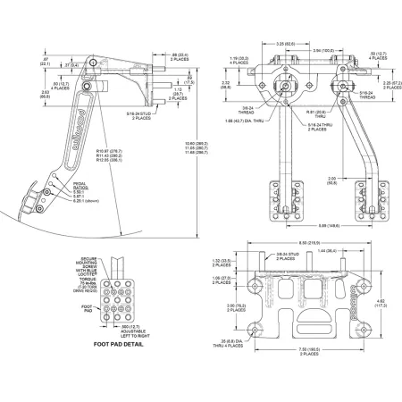 Wilwood 340-16833 Swing Mount Tandem Brake and Clutch Pedal