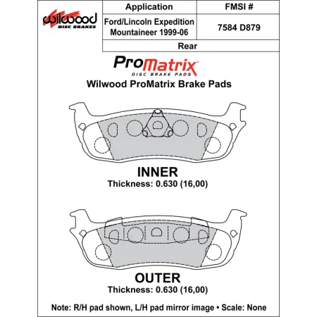 Klocki hamulcowe Wilwood 150-D0879K PM ProMatrix D879 Street Performance Racing Pads .63