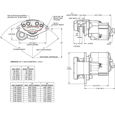 Zacisk hamulcowy 1 tłoczkowy Wilwood 120-17015 Electric Parking Brake lewy