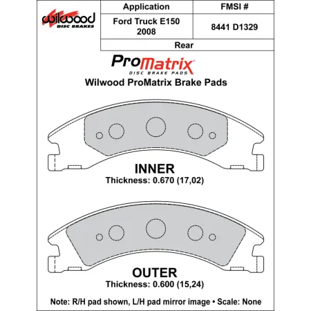 Klocki hamulcowe Wilwood 150-D1329K PM ProMatrix D1329 Street Performance Racing Pads .67 .60