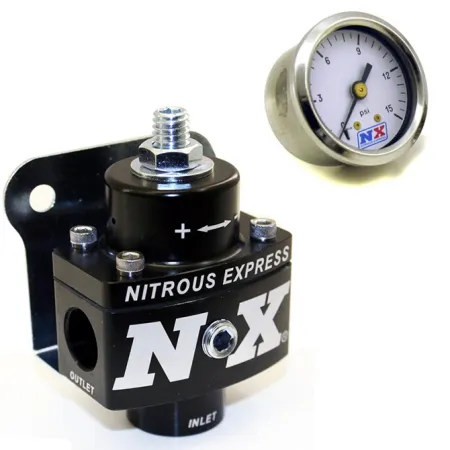 NX Billet Fuel Pressure Regulator without Bypass with Fuel Pressure Gauge Nitrous Express NX 15952